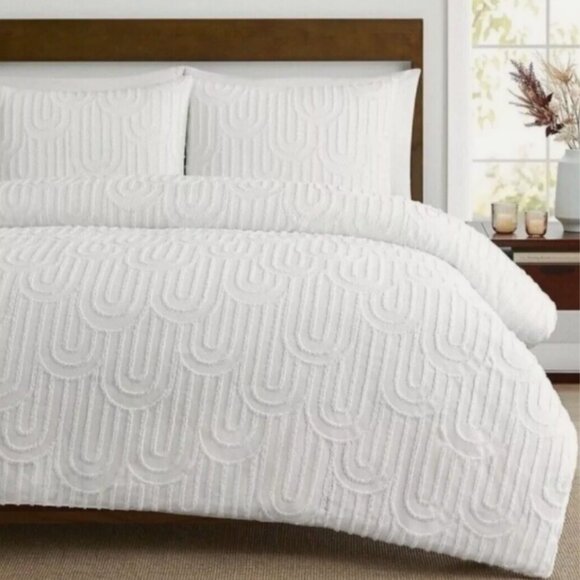 UGG Cinnia Full/Queen Comforter 3-Pc Set Textured Retro Clamshell Spa Blue NWT - Picture 7 of 8